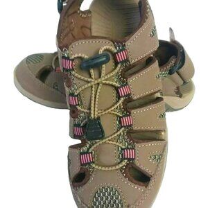 Eddie Bauer Blakely Leather Sporty Sandals Women Size 6M Brown Pink Hiking EUC